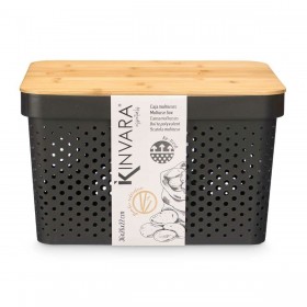Scatola Multiuso Kinvara CH52970 (24) Marrone Nero Bambù polipropilene 35,7 x 22 x 26,2 cm (4 Unità)