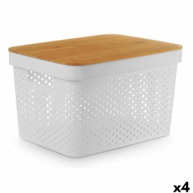 Scatola Multiuso Kinvara CH52970 (25) Bianco Marrone Bambù polipropilene 35,7 x 22 x 26,2 cm (4 Unità)
