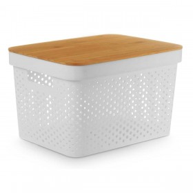 Scatola Multiuso Kinvara CH52970 (25) Bianco Marrone Bambù polipropilene 35,7 x 22 x 26,2 cm (4 Unità)
