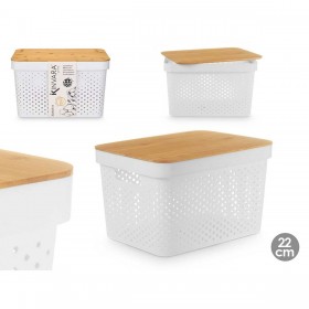 Scatola Multiuso Kinvara CH52970 (25) Bianco Marrone Bambù polipropilene 35,7 x 22 x 26,2 cm (4 Unità)
