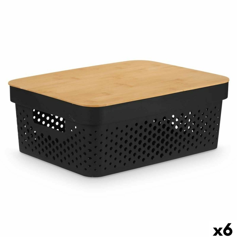 Scatola Multiuso Kinvara CH52980 (26) Marrone Nero Bambù polipropilene 35,7 x 14 x 26,2 cm (6 Unità)