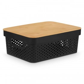 Scatola Multiuso Kinvara CH52980 (26) Marrone Nero Bambù polipropilene 35,7 x 14 x 26,2 cm (6 Unità)