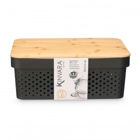 Scatola Multiuso Kinvara CH52980 (26) Marrone Nero Bambù polipropilene 35,7 x 14 x 26,2 cm (6 Unità)