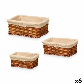 Set di Cesti Kipit HX31033S/3 Naturale Poliestere vimini 50 % cotone 39 x 16,5 x 29 cm 3 Pezzi (6 Unità)