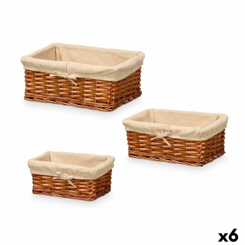 Set di Cesti Kipit HX31033S/3 Naturale Poliestere vimini 50 % cotone 39 x 16,5 x 29 cm 3 Pezzi (6 Unità)