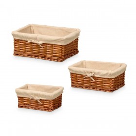 Set di Cesti Kipit HX31033S/3 Naturale Poliestere vimini 50 % cotone 39 x 16,5 x 29 cm 3 Pezzi (6 Unità)