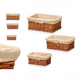 Set di Cesti Kipit HX31033S/3 Naturale Poliestere vimini 50 % cotone 39 x 16,5 x 29 cm 3 Pezzi (6 Unità)
