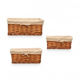 Set di Cesti Kipit HX31033S/3 Naturale Poliestere vimini 50 % cotone 39 x 16,5 x 29 cm 3 Pezzi (6 Unità)