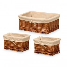 Set di Cesti Kipit HX31449S/3 Naturale Poliestere vimini Stoffa 50 % cotone 39 x 16 x 30 cm 3 Pezzi (6 Unità)