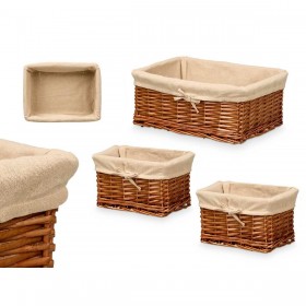 Set di Cesti Kipit HX31449S/3 Naturale Poliestere vimini Stoffa 50 % cotone 39 x 16 x 30 cm 3 Pezzi (6 Unità)