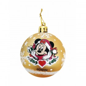 Palla di Natale Minnie Mouse Lucky Dorato 10 Unità Plastica (Ø 6 cm)