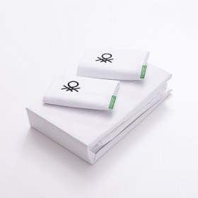 Set di Lenzuola Benetton Bianco 4 Pezzi