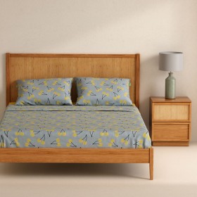 Set di Lenzuola Benetton Giallo Azzurro Standard Ciliegie 4 Pezzi