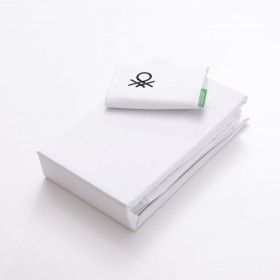 Set di Lenzuola Benetton Bianco Individuale 3 Pezzi