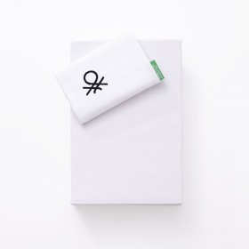 Set di Lenzuola Benetton Bianco Individuale 3 Pezzi