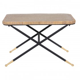 Tavolino da Caffè Alexandra House Living Marrone Nero Rattan Fibra naturale 70 x 45 x 50 cm