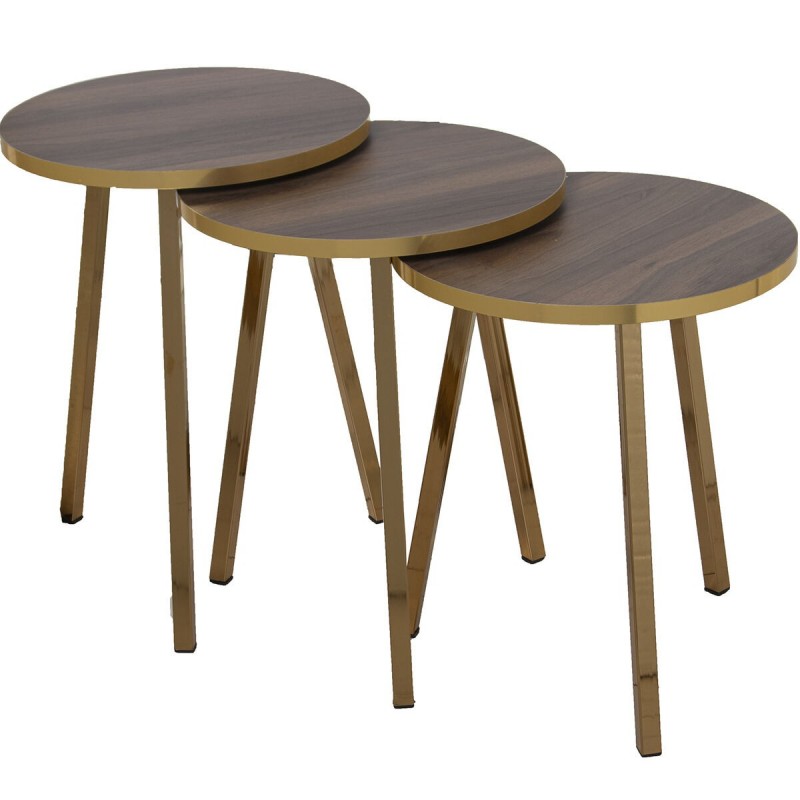 Set di 3 tavoli Alexandra House Living Marrone Dorato Legno
