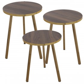 Set di 3 tavoli Alexandra House Living Marrone Dorato Legno