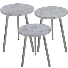 Set di 3 tavoli Alexandra House Living Argentato Legno