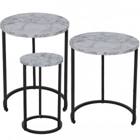 Set di 3 tavoli Alexandra House Living Nero Grigio Legno