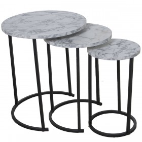 Set di 3 tavoli Alexandra House Living Nero Grigio Legno