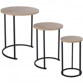 Set di 3 tavoli Alexandra House Living Marrone Nero Legno