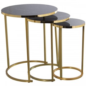 Set di 3 tavoli Alexandra House Living Nero Dorato Legno