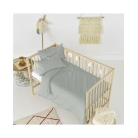 Set di copripiumino HappyFriday Basic Kids Grigio Culla Neonato 2 Pezzi