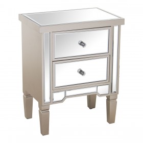 Comodino Alexandra House Living Champagne Legno Specchio 49 x 62 x 33 cm