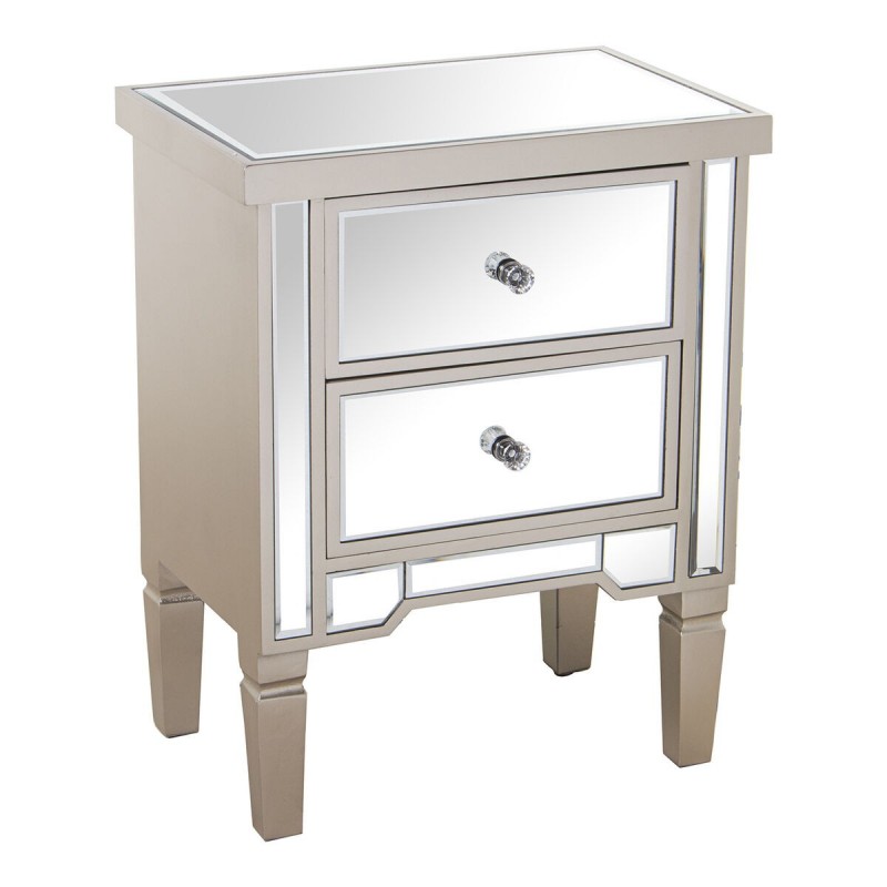 Comodino Alexandra House Living Champagne Legno Specchio 49 x 62 x 33 cm