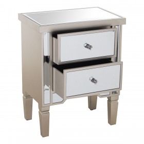 Comodino Alexandra House Living Champagne Legno Specchio 49 x 62 x 33 cm
