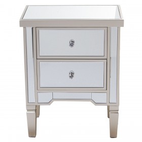 Comodino Alexandra House Living Champagne Legno Specchio 49 x 62 x 33 cm