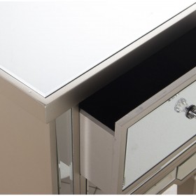 Comodino Alexandra House Living Champagne Legno Specchio 49 x 62 x 33 cm