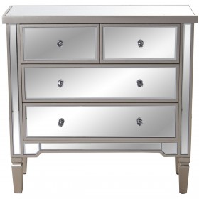 Cassettiera Alexandra House Living Champagne Legno Specchio 85 x 84 x 33 cm