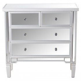 Cassettiera Alexandra House Living Champagne Legno Specchio 85 x 84 x 33 cm