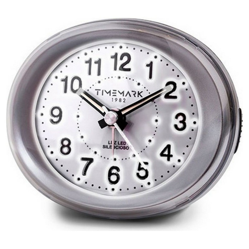 Orologio-Sveglia Analogico Timemark Argentato Luce LED Silenzioso Snooze Modalità notte 9 x 9 x 5,5 cm (9 x 9 x 5,5 cm)
