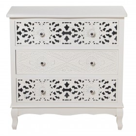 Cassettiera Alexandra House Living Bianco Legno 75 x 34 x 76 cm