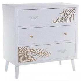 Cassettiera Alexandra House Living Bianco Dorato Legno 80 x 80 x 40 cm