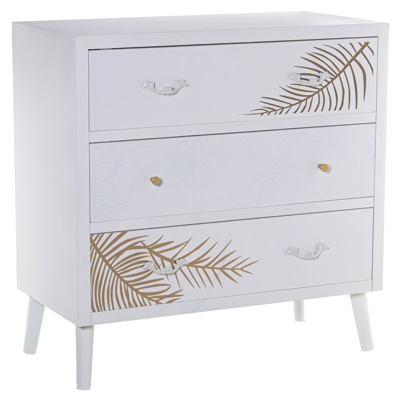 Cassettiera Alexandra House Living Bianco Dorato Legno 80 x 80 x 40 cm