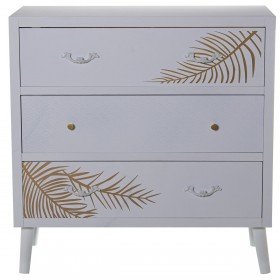 Cassettiera Alexandra House Living Bianco Dorato Legno 80 x 80 x 40 cm