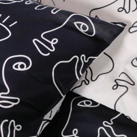 Set di copripiumino TODAY faces Nero 220 x 240 cm 3 Pezzi