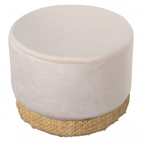 Puff Alexandra House Living Bianco Velluto Legno 35 x 27 x 35 cm