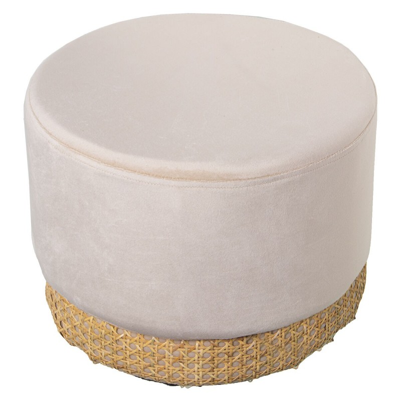 Puff Alexandra House Living Bianco Velluto Legno 35 x 27 x 35 cm