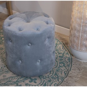 Puff Alexandra House Living Azzurro Velluto Legno 40 x 38 x 40 cm