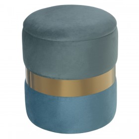 Puff Alexandra House Living Azzurro Verde Velluto Legno 37 x 43 x 37 cm