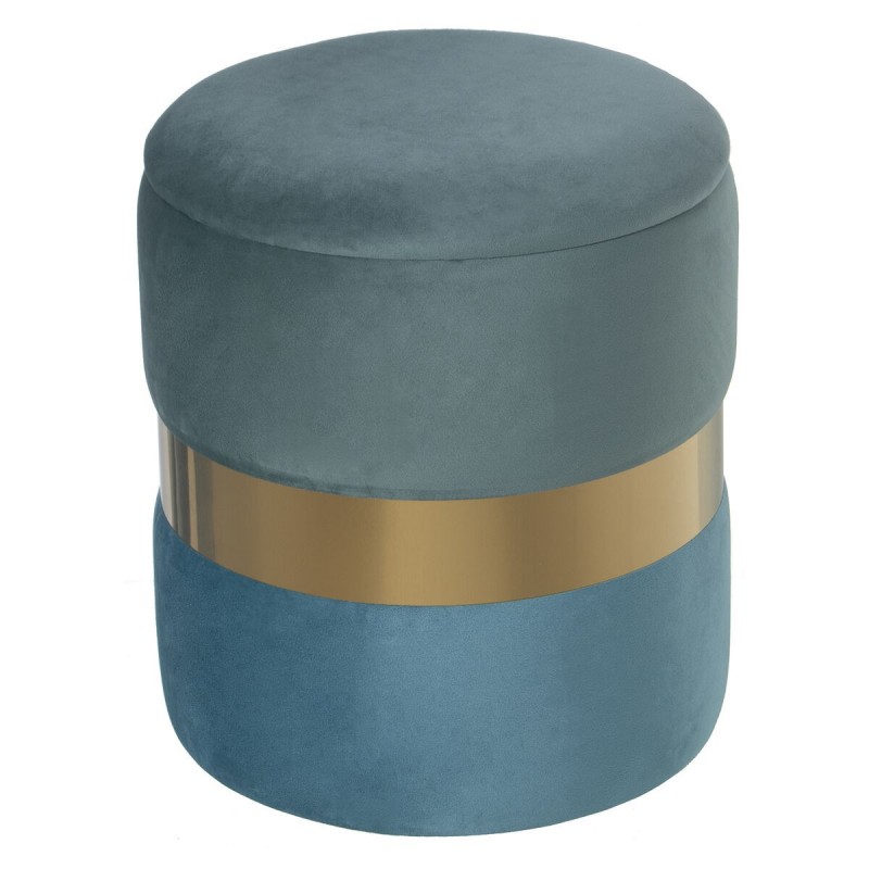 Puff Alexandra House Living Azzurro Verde Velluto Legno 37 x 43 x 37 cm