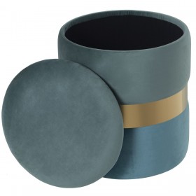 Puff Alexandra House Living Azzurro Verde Velluto Legno 37 x 43 x 37 cm