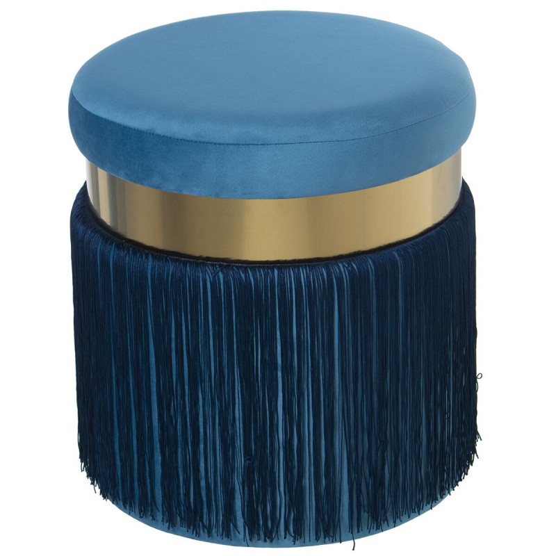 Puff Alexandra House Living Azzurro Velluto Legno 40 x 43 x 40 cm
