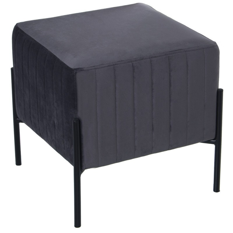 Puff Alexandra House Living Grigio Velluto Legno 40 x 43 x 40 cm