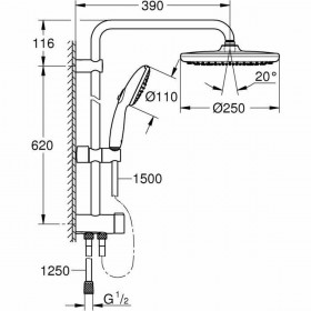 Colonna doccia Grohe Vitalio Start System 250 Plastica